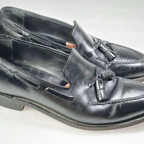Johnston & Murphy Crown Aristocraft Black Tassel Loafers Mens 12 USA Made VGUC - Picture 2 of 15